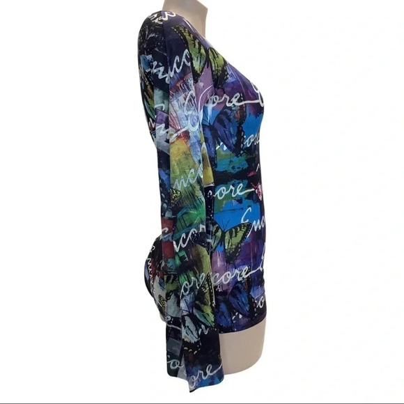Encore Size Small Butterfly Print Flowy Sleeves. Made in USA - Picture 2 of 4